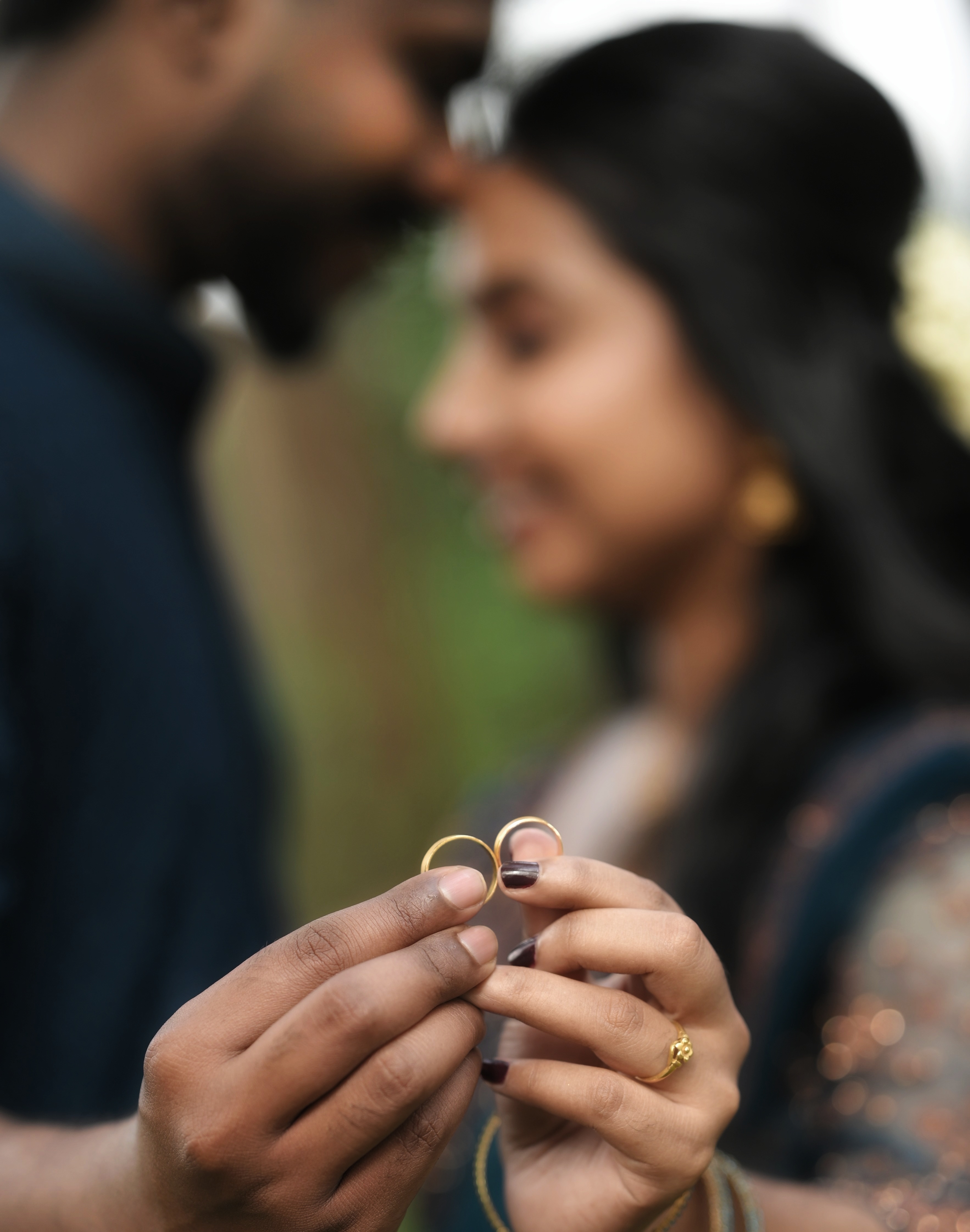 Holding the engagement rings